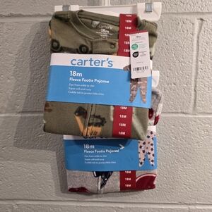 Carter's Green And Gray Fleece Footie Pajama